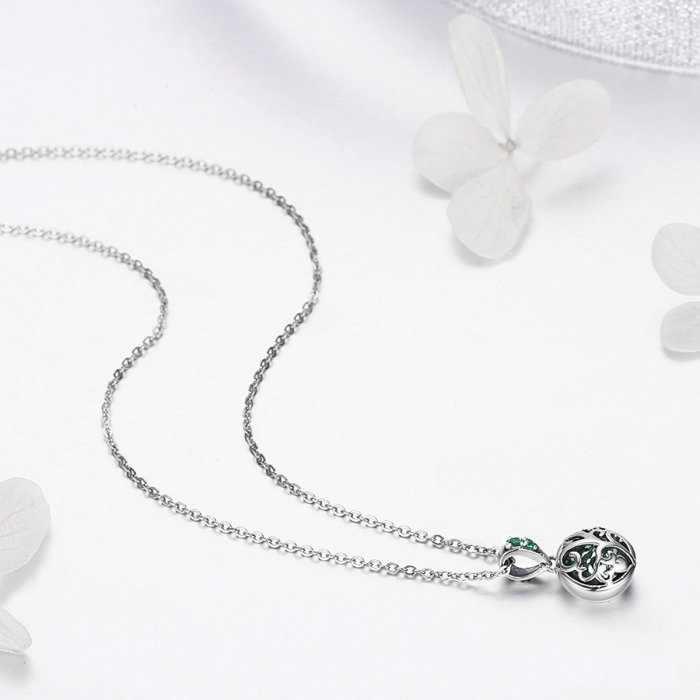 Colier argint 925 cu copacul vietii, cristal verde si zirconii verzi - Be Nature  CST0010 [5]