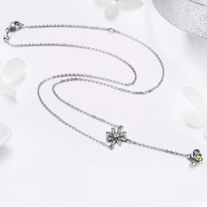 Colier argint 925 cu floare si albinuta - Be Nature CST0011 [7]