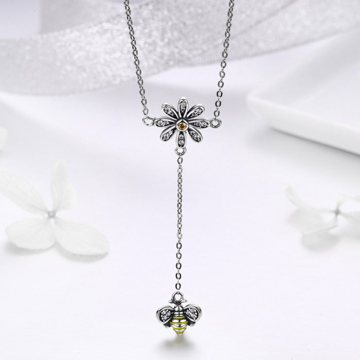 Colier argint 925 cu floare si albinuta - Be Nature CST0011 [4]