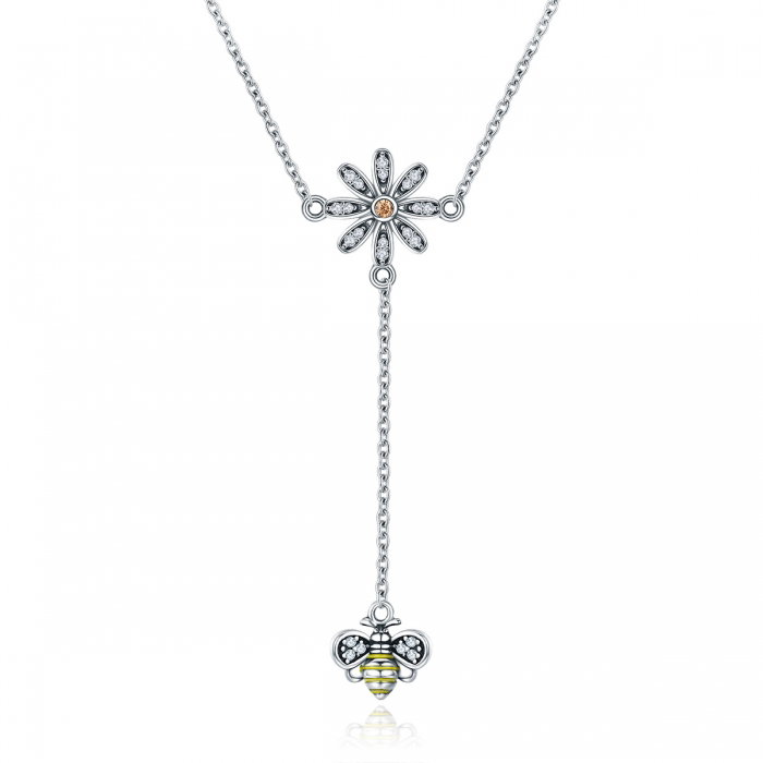 Colier argint 925 cu floare si albinuta - Be Nature CST0011 [1]