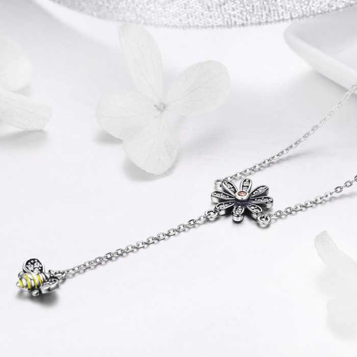 Colier argint 925 cu floare si albinuta - Be Nature CST0011 [2]