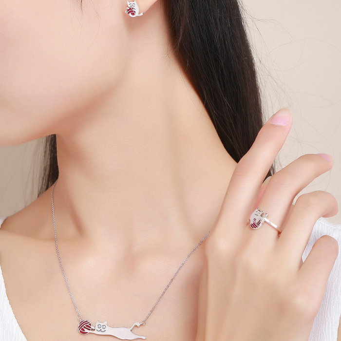 Colier argint 925 cu pisicuta jucausa si ghem - Be Nature CST0007 [9]