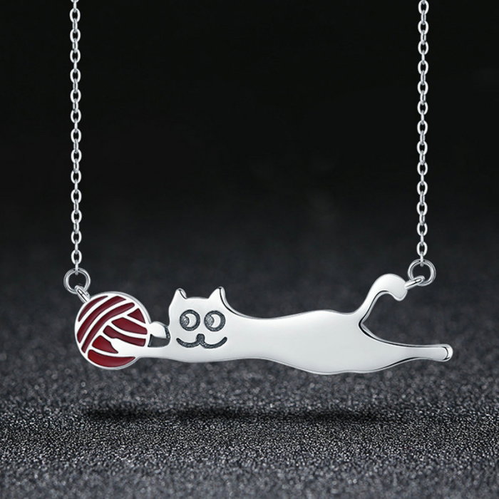 Colier argint 925 cu pisicuta jucausa si ghem - Be Nature CST0007 [2]
