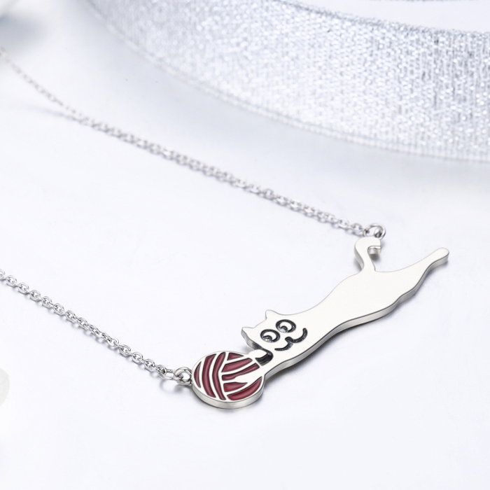 Colier argint 925 cu pisicuta jucausa si ghem - Be Nature CST0007 [6]