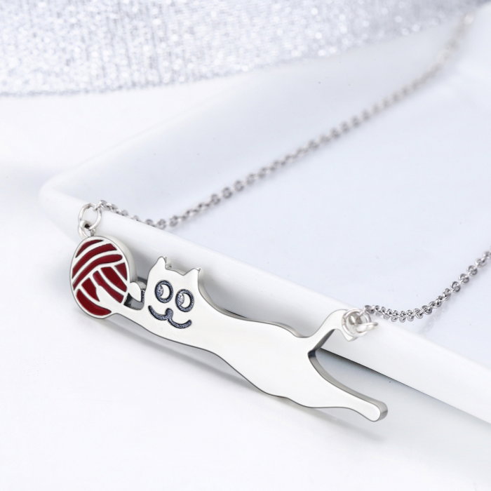Colier argint 925 cu pisicuta jucausa si ghem - Be Nature CST0007 [3]
