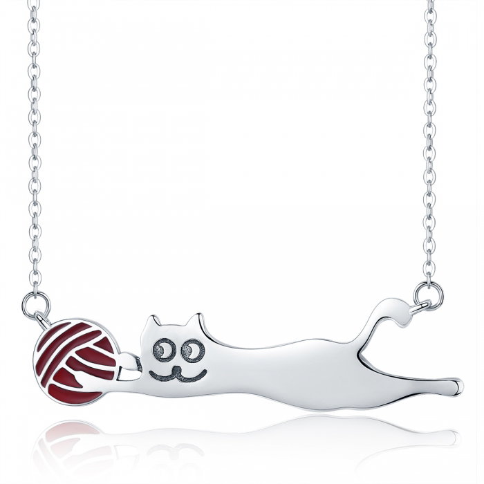 Colier argint 925 cu pisicuta jucausa si ghem - Be Nature CST0007 [1]