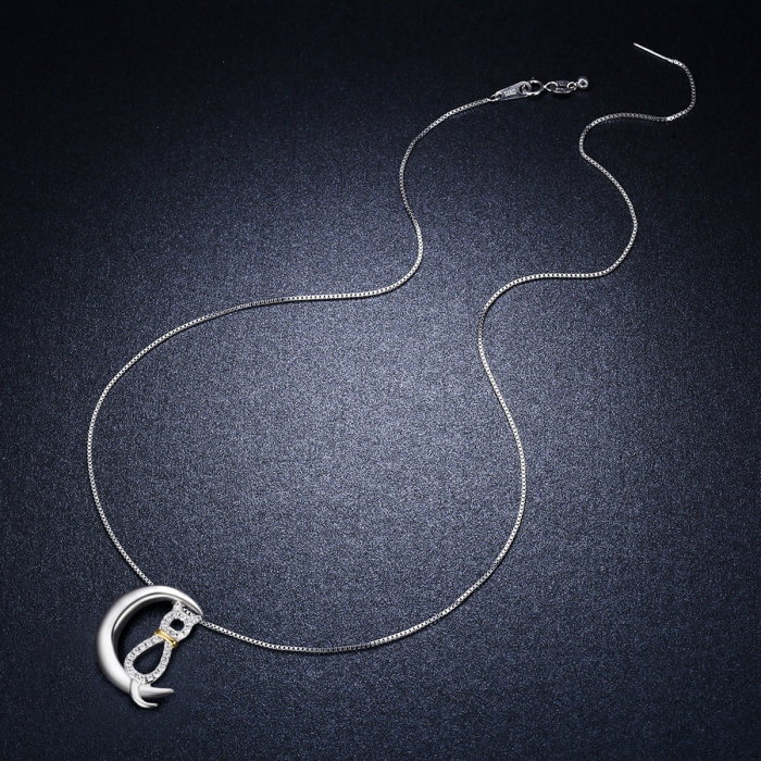Colier argint 925 cu semiluna, pisicuta si zirconii - Be Nature CST0004 [7]