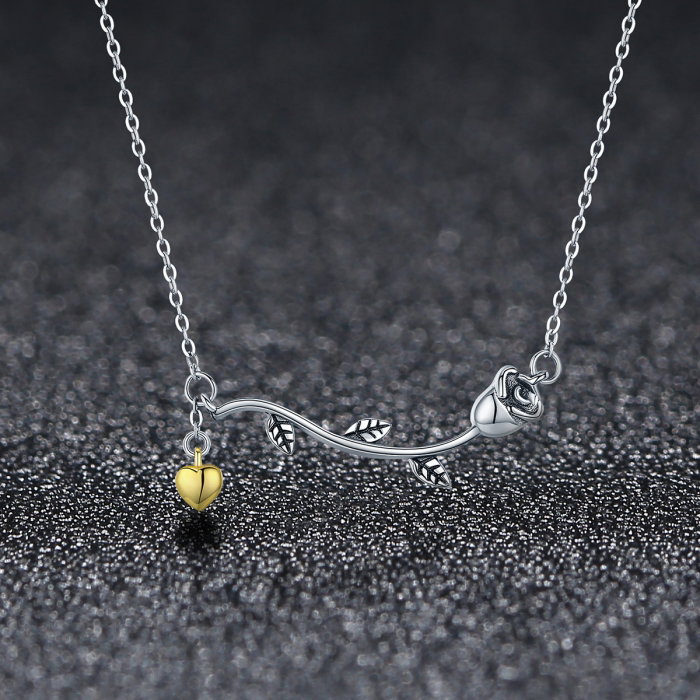 Colier argint 925 cu trandafir si inimioara aurie - Be Nature CST0006 [2]