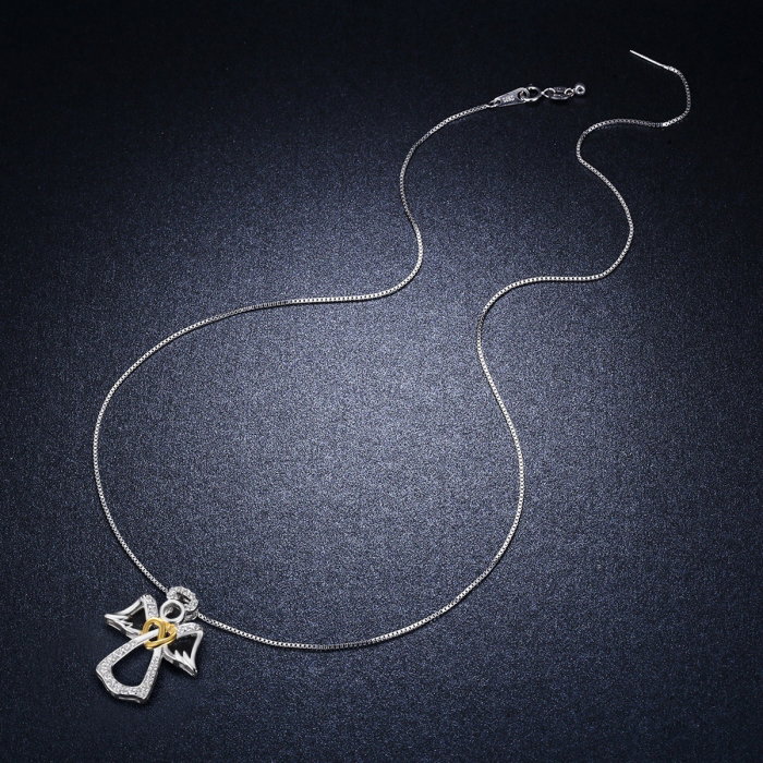 Colier argint 925 ingeras cu inimioara aurie - Be Spiritual CST0005 [7]