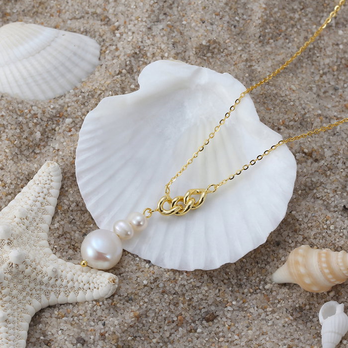 Colier argint 925 placat cu aur 14K cu perle naturale [3]