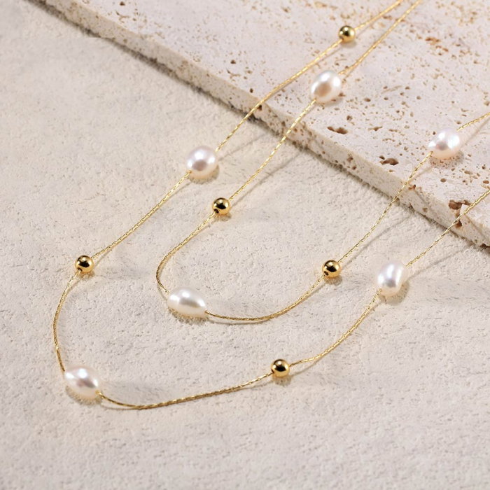 Colier argint 925 placat cu aur 14K cu perle naturale [3]