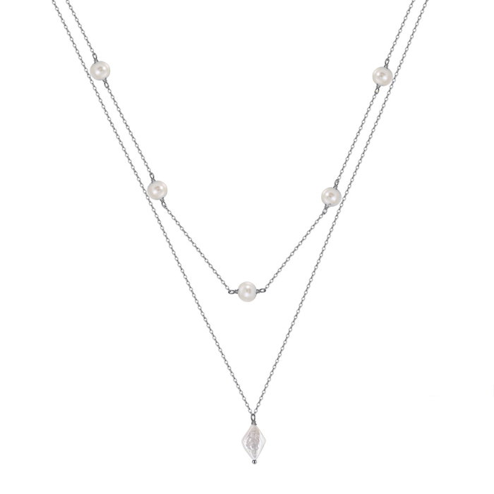 Colier argint 925 placat cu rodiu cu perle naturale [1]