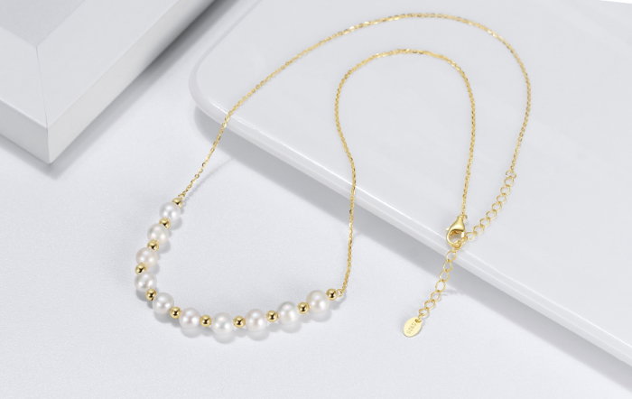 Colier argint 925 placat cu aur 14K cu perle naturale [6]