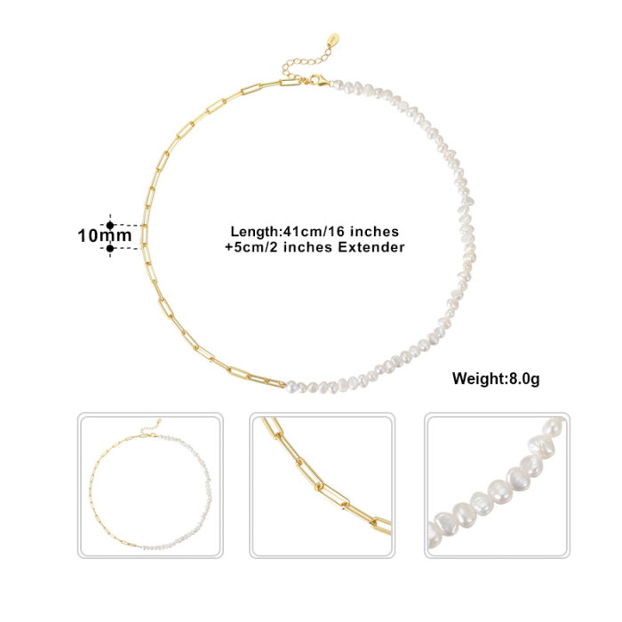 Colier argint 925 placat cu aur 14K cu perle naturale [5]