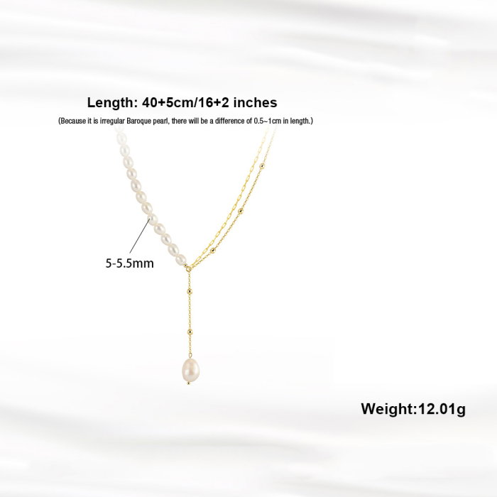 Colier argint 925 placat cu aur 14K cu perle naturale [5]