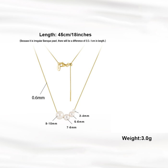 Colier argint 925 placat cu aur 14K cu 4 perle naturale [5]