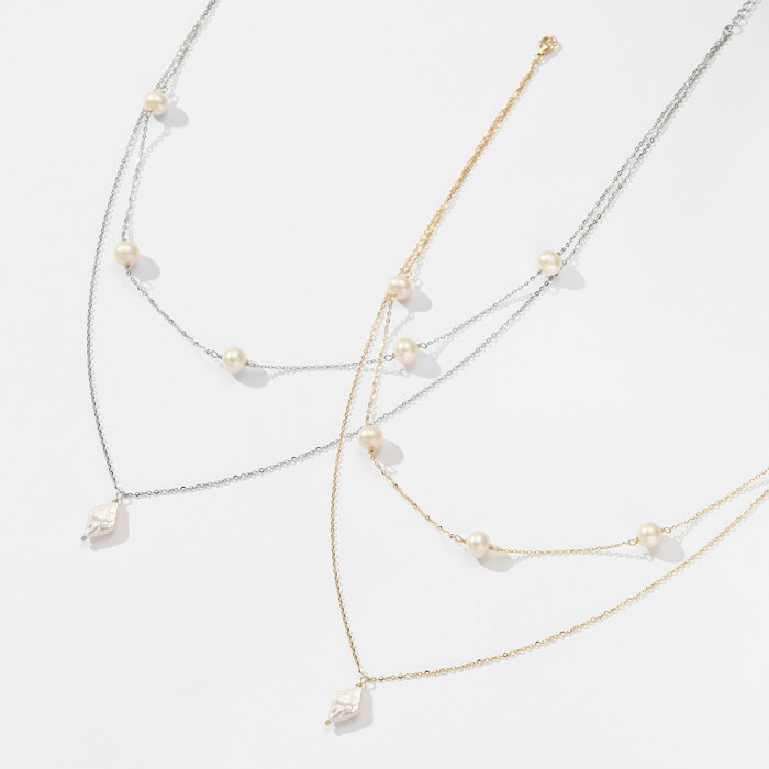 Colier argint 925 placat cu aur 14K cu perle naturale [5]