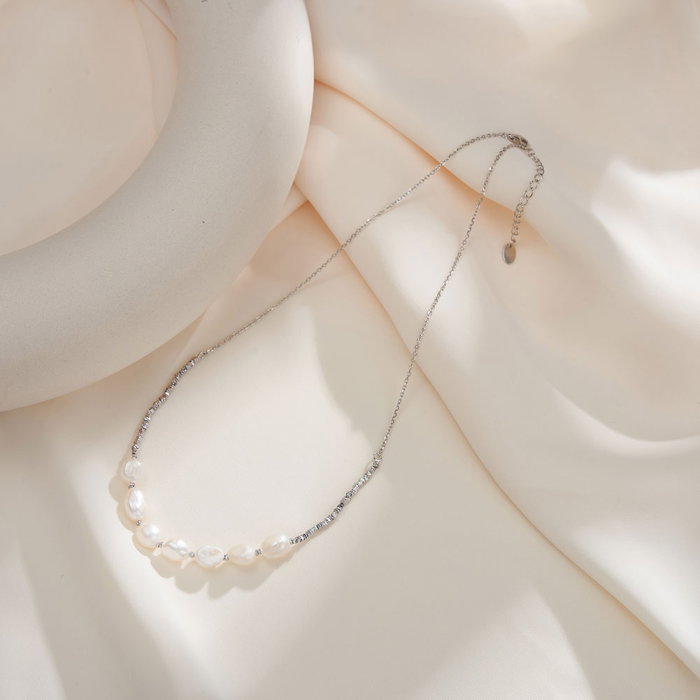 Colier argint 925 placat cu rodiu cu perle naturale [4]