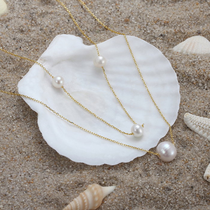 Colier argint 925 placat cu aur 14K cu perle naturale [3]