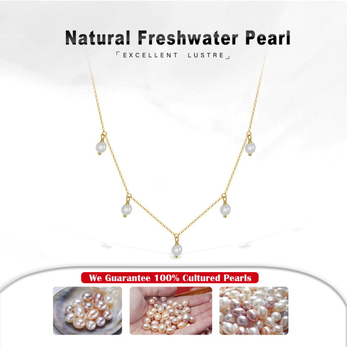 Colier argint 925 placat cu aur 14K cu perle naturale [5]