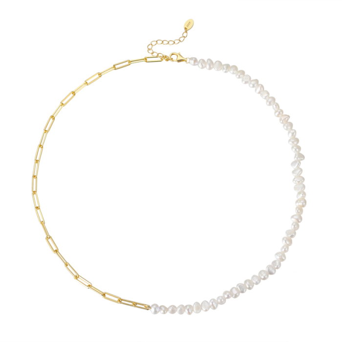 Colier argint 925 placat cu aur 14K cu perle naturale [1]