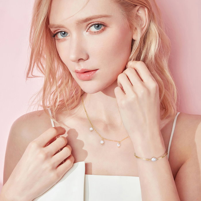 Colier argint 925 placat cu aur 14K cu perle naturale [2]