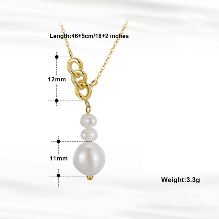 Colier argint 925 placat cu aur 14K cu perle naturale [6]