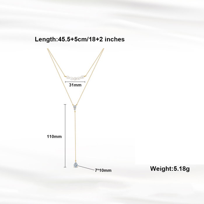 Colier argint 925 placat cu aur 14K cu perle naturale si zirconiu [5]