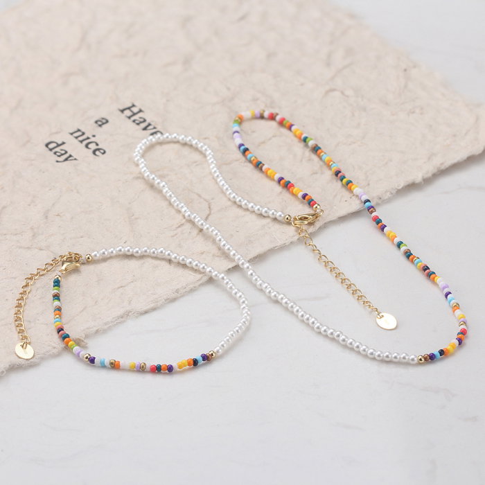 Colier argint 925 placat cu aur 14K cu perle si margele din sticla colorata [7]