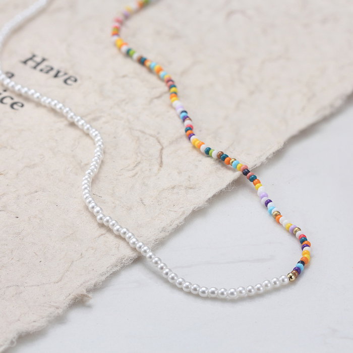 Colier argint 925 placat cu aur 14K cu perle si margele din sticla colorata [5]