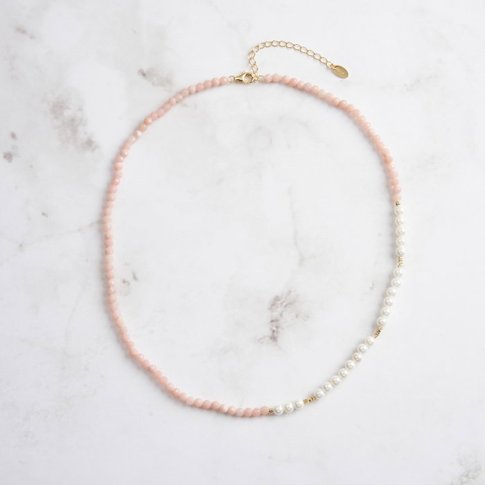 Colier argint 925 placat cu aur 14K cu perle si opal natural [3]