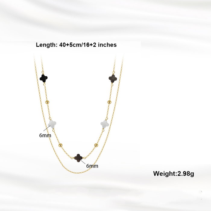 Set argint 925 colier si bratara placate cu aur 14K cu pandantive din sidef Trifoi cu Patru Foi [8]