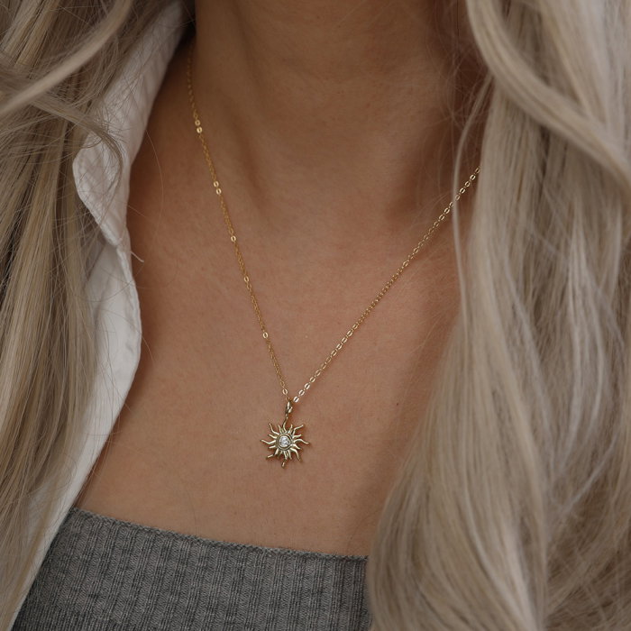 Colier soare argint 925 placat cu aur 14K cu zirconiu [3]