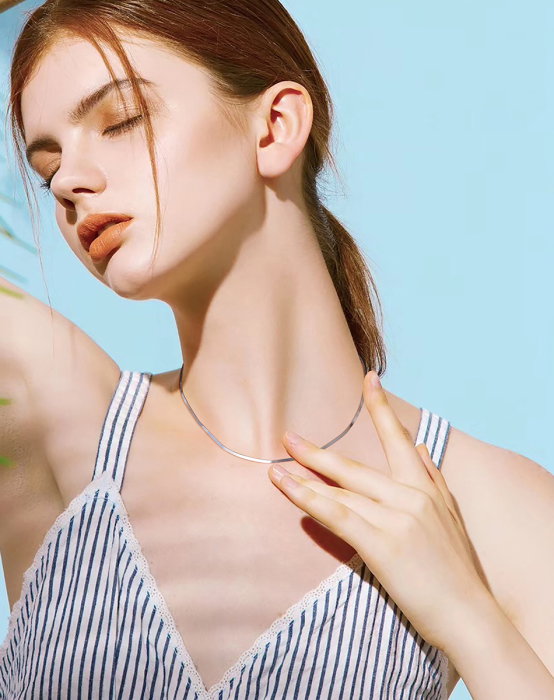 Colier argint 925 plat placat cu rodiu, 40 cm [7]