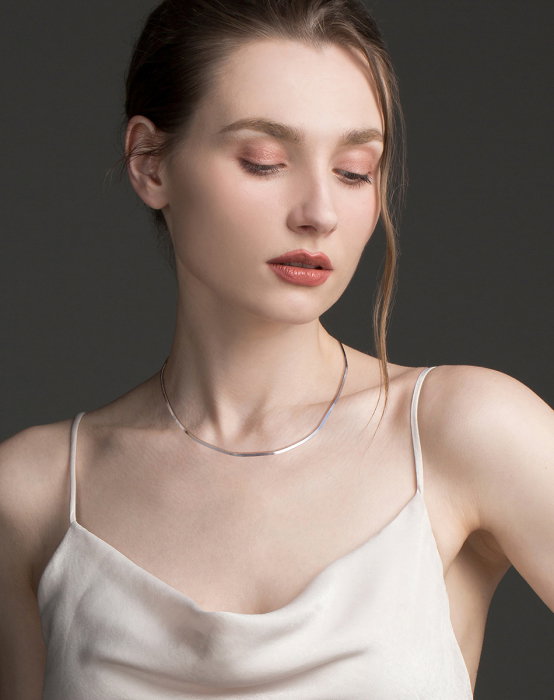 Colier argint 925 plat placat cu rodiu, 40 cm [6]