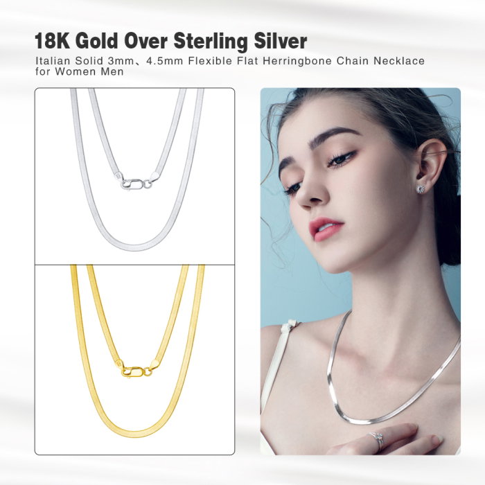 Colier argint 925 placat cu aur 18K, 50 cm, 3 mm, UNISEX [9]