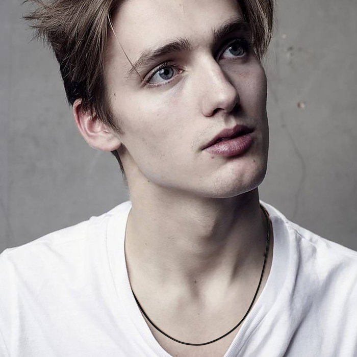 Colier piele naturala cu argint 925 placat cu rodiu, 55 cm, 3 mm [3]