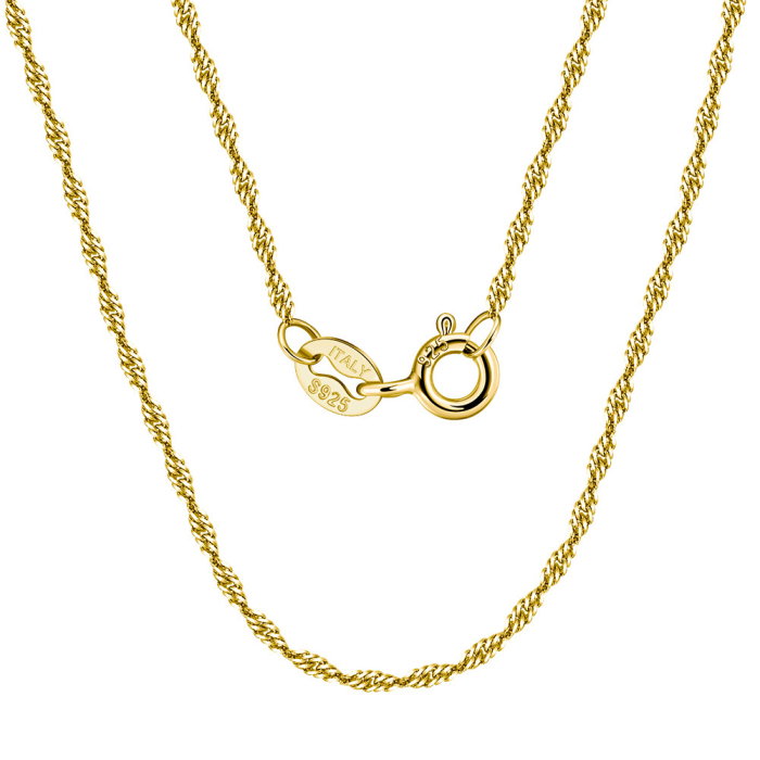 Colier argint 925 rasucit placat cu aur 18K, 55 cm, 1,5 mm [1]