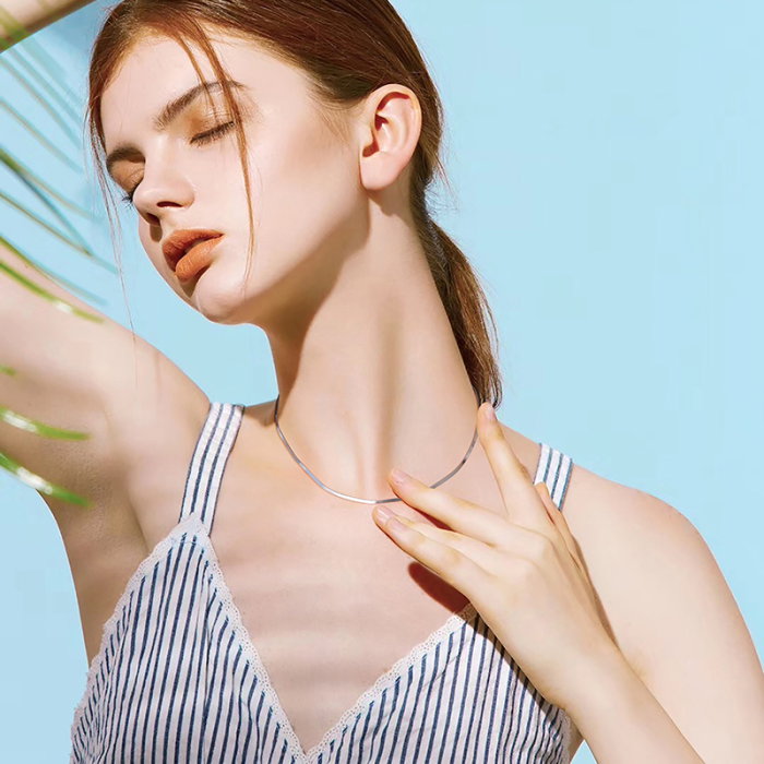 Colier argint 925 plat placat cu rodiu, 40 cm [4]