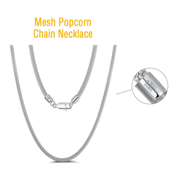 Colier argint 925 placat cu rodiu, Popcorn, 60 cm, 3 mm [3]