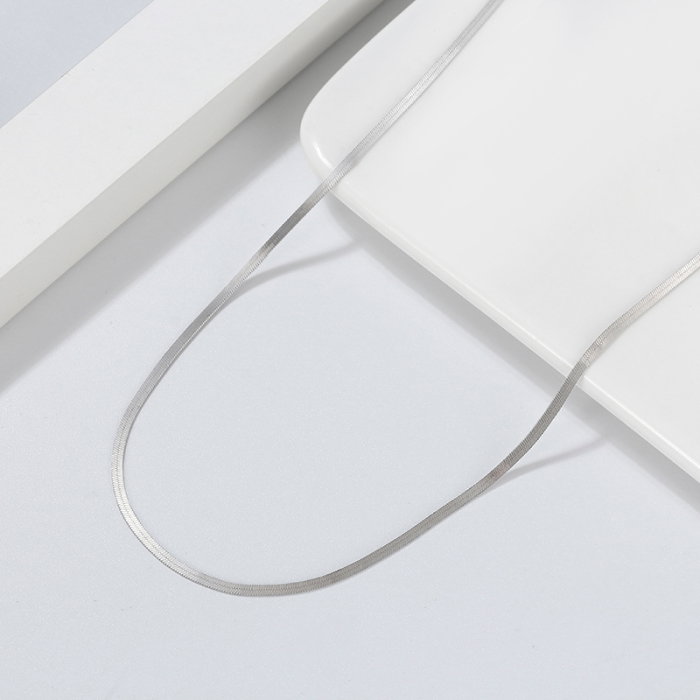 Colier argint 925 plat placat cu rodiu, 40 cm [5]