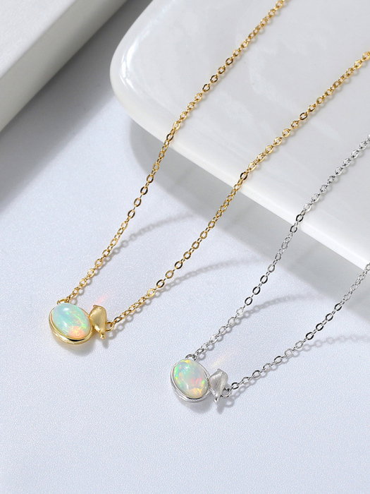 Colier argint 925 placat cu rodiu cu opal natural [8]