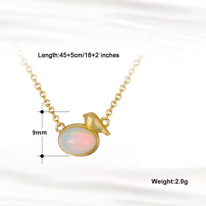 Colier argint 925 placat cu rodiu cu opal natural [4]