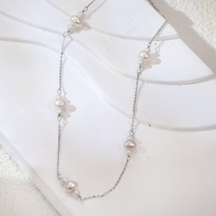 Colier argint 925 placat cu rodiu cu perle naturale [2]