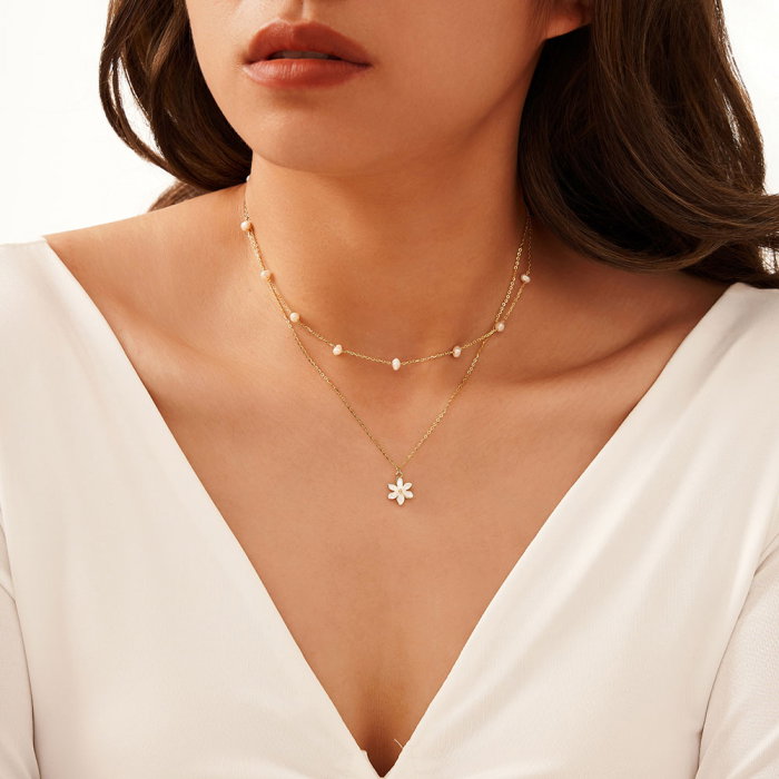 Colier argint 925 placat cu aur 14K cu perle naturale [2]