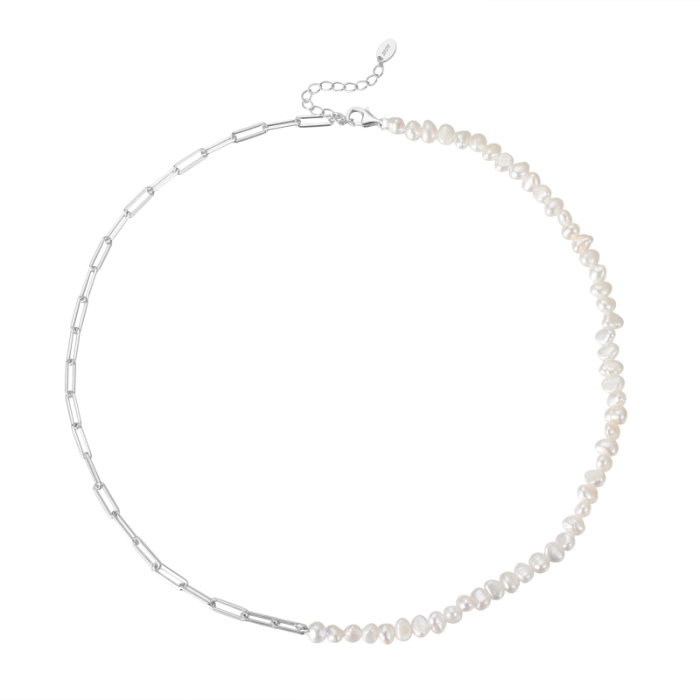 Colier argint 925 placat cu rodiu cu perle naturale [1]