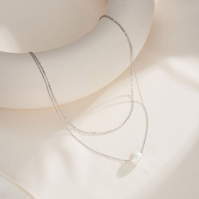 Colier argint 925 placat cu rodiu cu perle naturale [2]