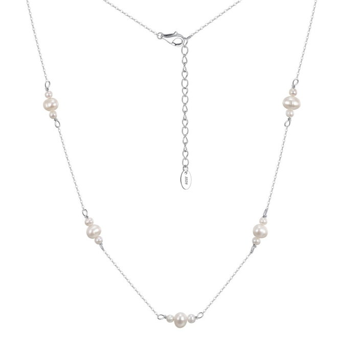 Colier argint 925 placat cu rodiu cu perle naturale [1]