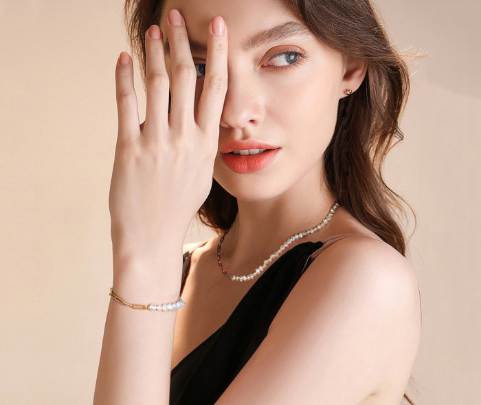 Colier argint 925 placat cu rodiu cu perle naturale [7]