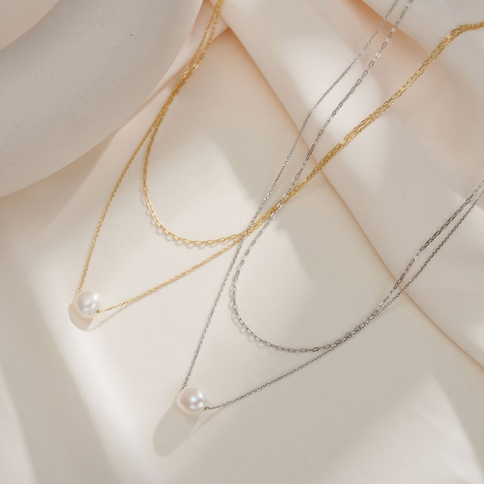 Colier argint 925 placat cu aur 14K cu perle naturale [5]